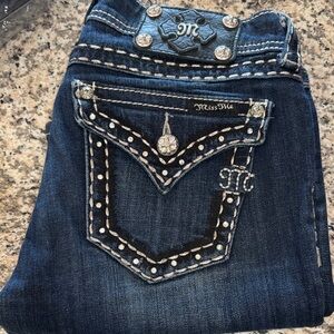 Miss Me Dark Blue Embellished Jeans Sz 27 Je5014B23r